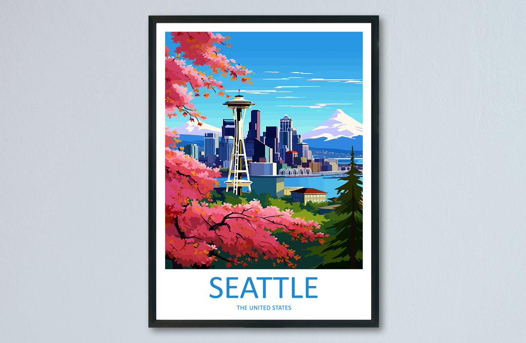 Seattle Travel Print Wall Art Seattle Wall Hanging Home Décor Seattle Gift Art Lovers Washington DC Art Lover Gift Washington DC Travel Art