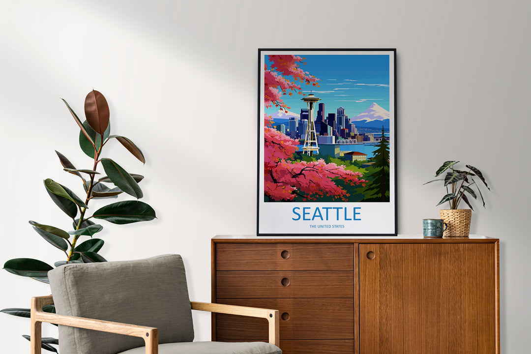 Seattle Travel Print Wall Art Seattle Wall Hanging Home Décor Seattle Gift Art Lovers Washington DC Art Lover Gift Washington DC Travel Art