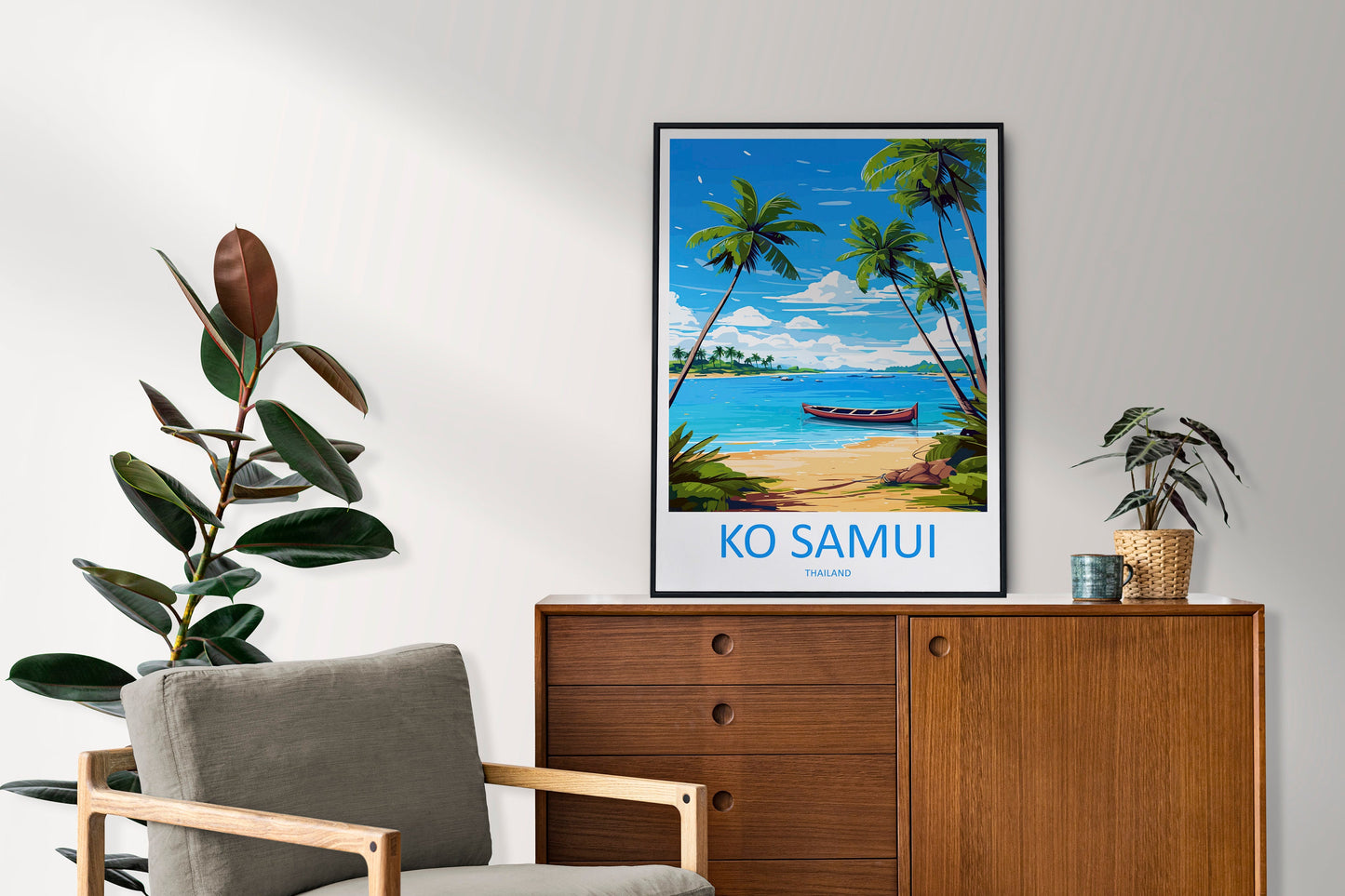 Ko Samui Travel Print Wall Art Ko Samui Wall Hanging Home Decor Ko Samui Gift Art Lovers Wall Art Thailand Travel Print Gift Thai Travel Art