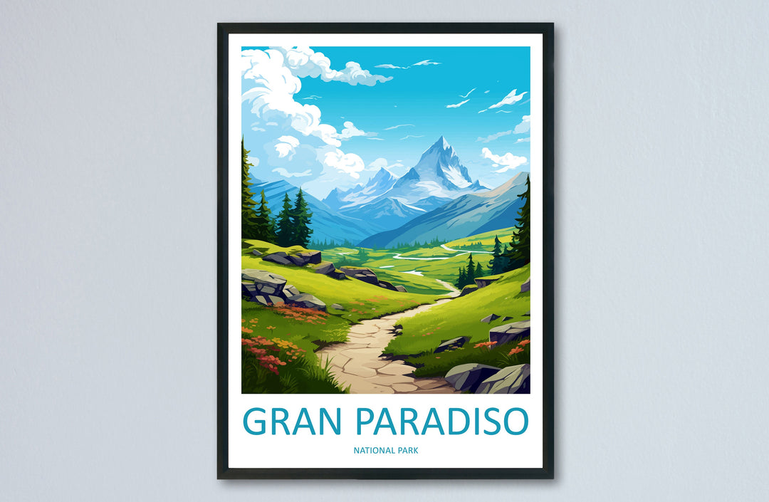 Gran Paradiso Travel Print Wall Art Gran Paradiso Italy Wall Hanging Home Decor Gran Paradiso Gift Art Lovers Wall Art Print Italy