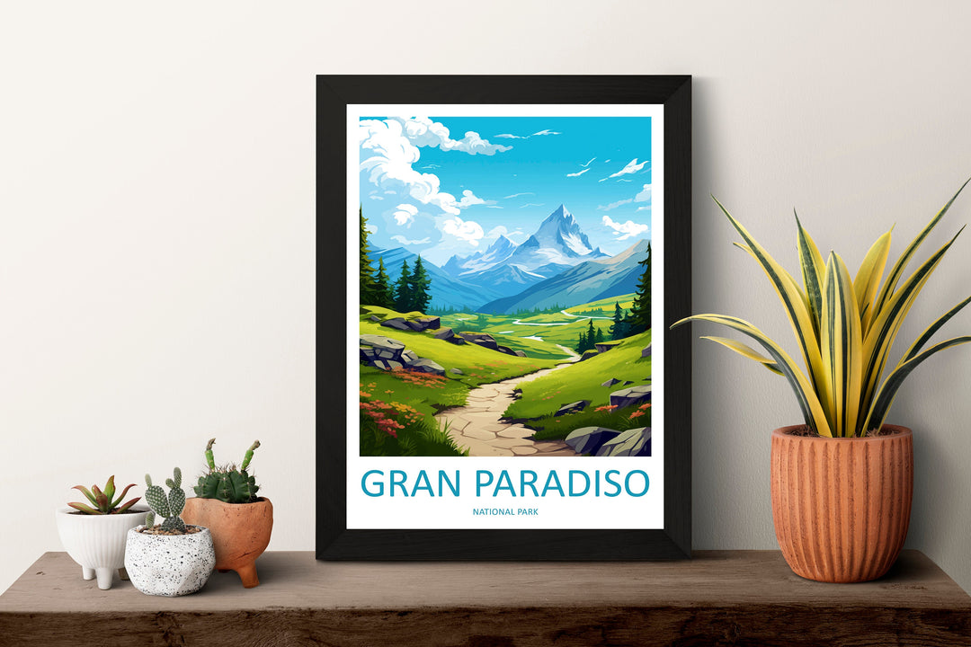 Gran Paradiso Travel Print Wall Art Gran Paradiso Italy Wall Hanging Home Decor Gran Paradiso Gift Art Lovers Wall Art Print Italy