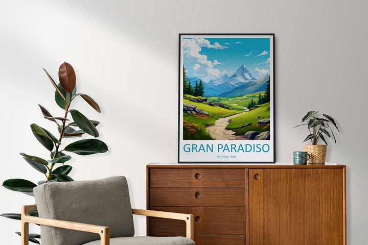Gran Paradiso Travel Print Wall Art Gran Paradiso Italy Wall Hanging Home Decor Gran Paradiso Gift Art Lovers Wall Art Print Italy