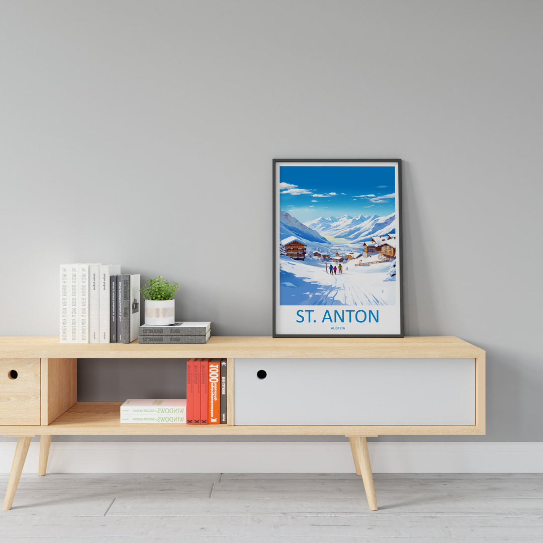 St. Anton Travel Print Wall Art St. Anton Wall Hanging Home Décor St. Anton Gift Art Lovers Ski Art Lover Gift St. Anton Print Skiing Print