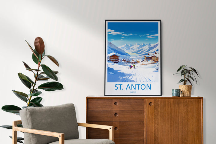 St. Anton Travel Print Wall Art St. Anton Wall Hanging Home Décor St. Anton Gift Art Lovers Ski Art Lover Gift St. Anton Print Skiing Print