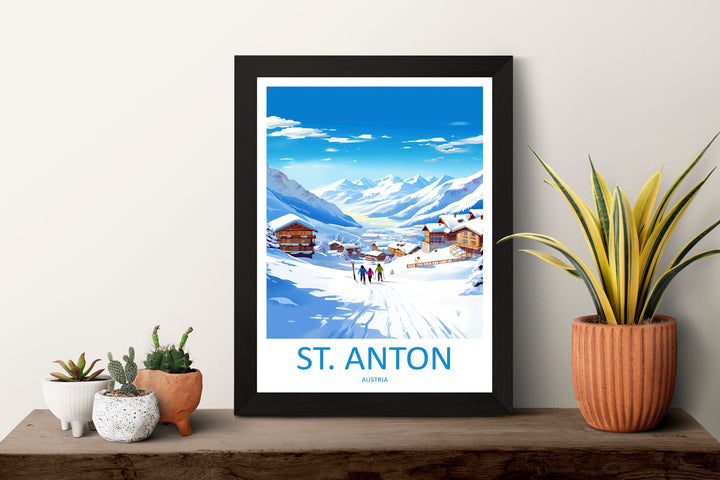 St. Anton Travel Print Wall Art St. Anton Wall Hanging Home Décor St. Anton Gift Art Lovers Ski Art Lover Gift St. Anton Print Skiing Print