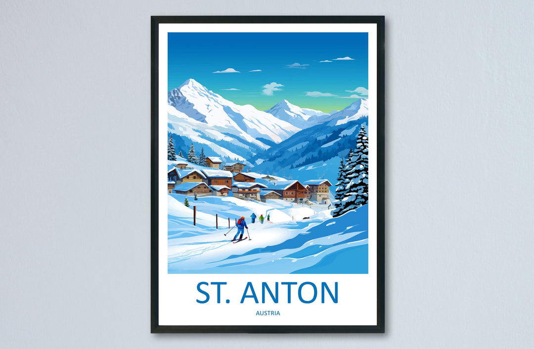 St. Anton Travel Print Wall Art St. Anton Wall Hanging Home Décor St. Anton Gift Art Lovers Ski Art Lover Gift St. Anton Print Skiing Print