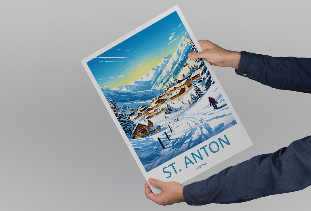 St. Anton Travel Print Wall Art St. Anton Wall Hanging Home Décor St. Anton Gift Art Lovers Ski Art Lover Gift St. Anton Print Skiing Print