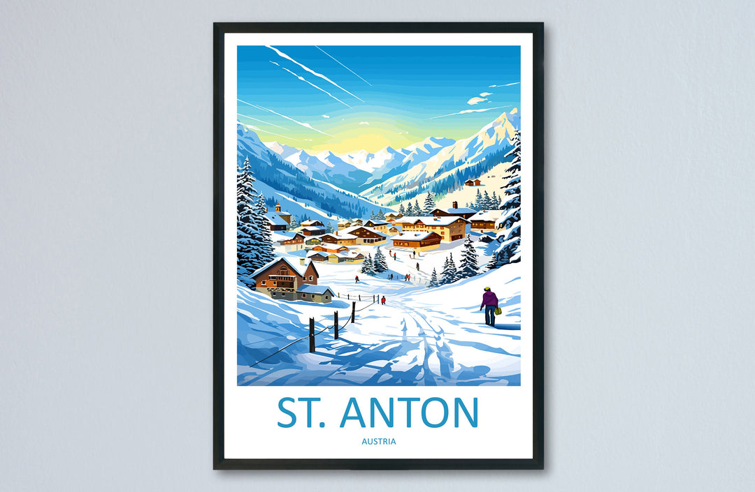 St. Anton Travel Print Wall Art St. Anton Wall Hanging Home Décor St. Anton Gift Art Lovers Ski Art Lover Gift St. Anton Print Skiing Print