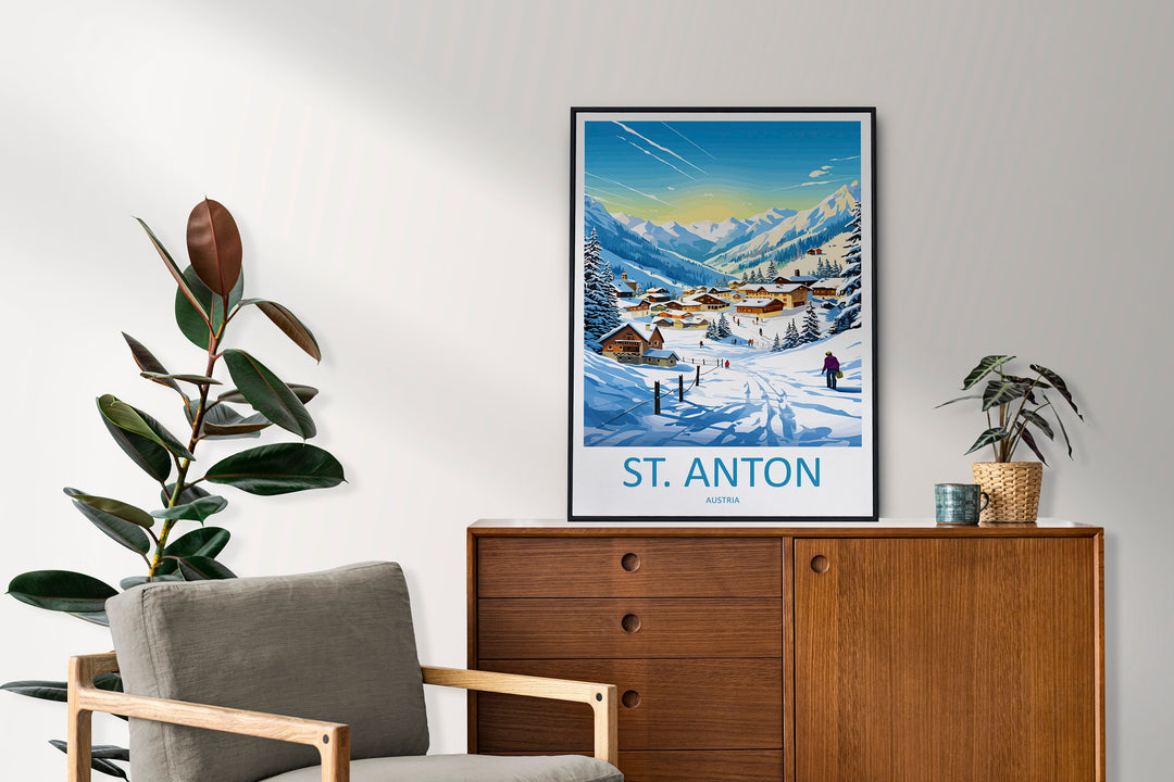 St. Anton Travel Print Wall Art St. Anton Wall Hanging Home Décor St. Anton Gift Art Lovers Ski Art Lover Gift St. Anton Print Skiing Print