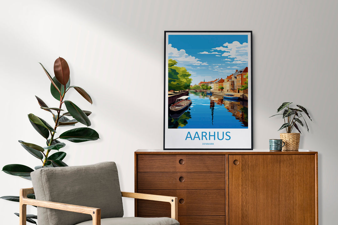 Aarhus Travel Print Wall Art Aarhus Wall Hanging Home Décor Aarhus Gift Art Lovers Denmark Art Lover Gift Aarhus Wall Décor