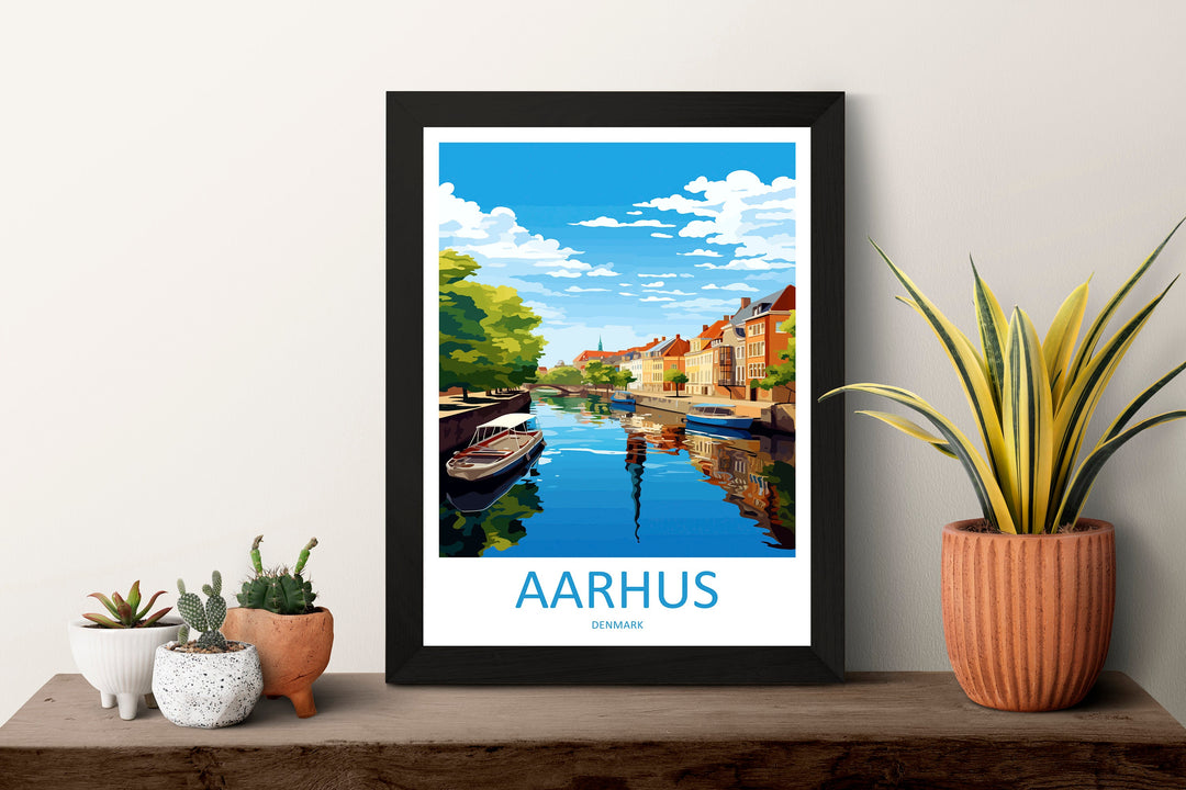 Aarhus Travel Print Wall Art Aarhus Wall Hanging Home Décor Aarhus Gift Art Lovers Denmark Art Lover Gift Aarhus Wall Décor
