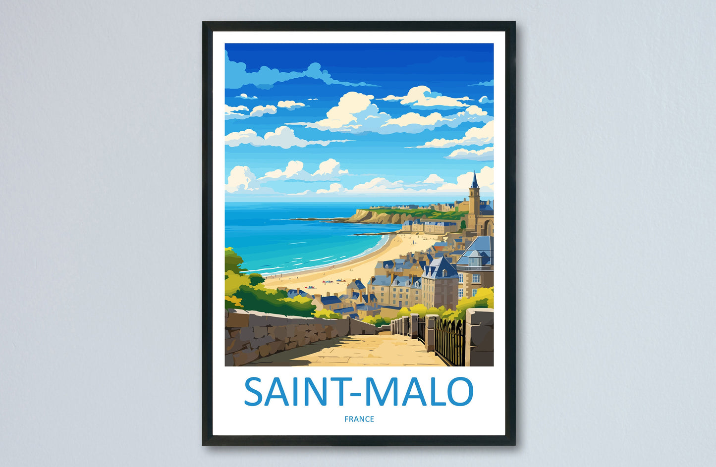 Saint-Malo Travel Print Wall Art Saint-Malo Wall Hanging Home Décor Saint-Malo Gift Art Lovers France Art Lover Gift Saint-Malo Print