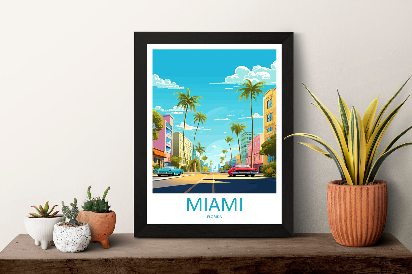 Miami Travel Print Wall Art Miami Wall Hanging Home Décor Miami Gift Art Lovers Florida Art Lover Gift Florida Print