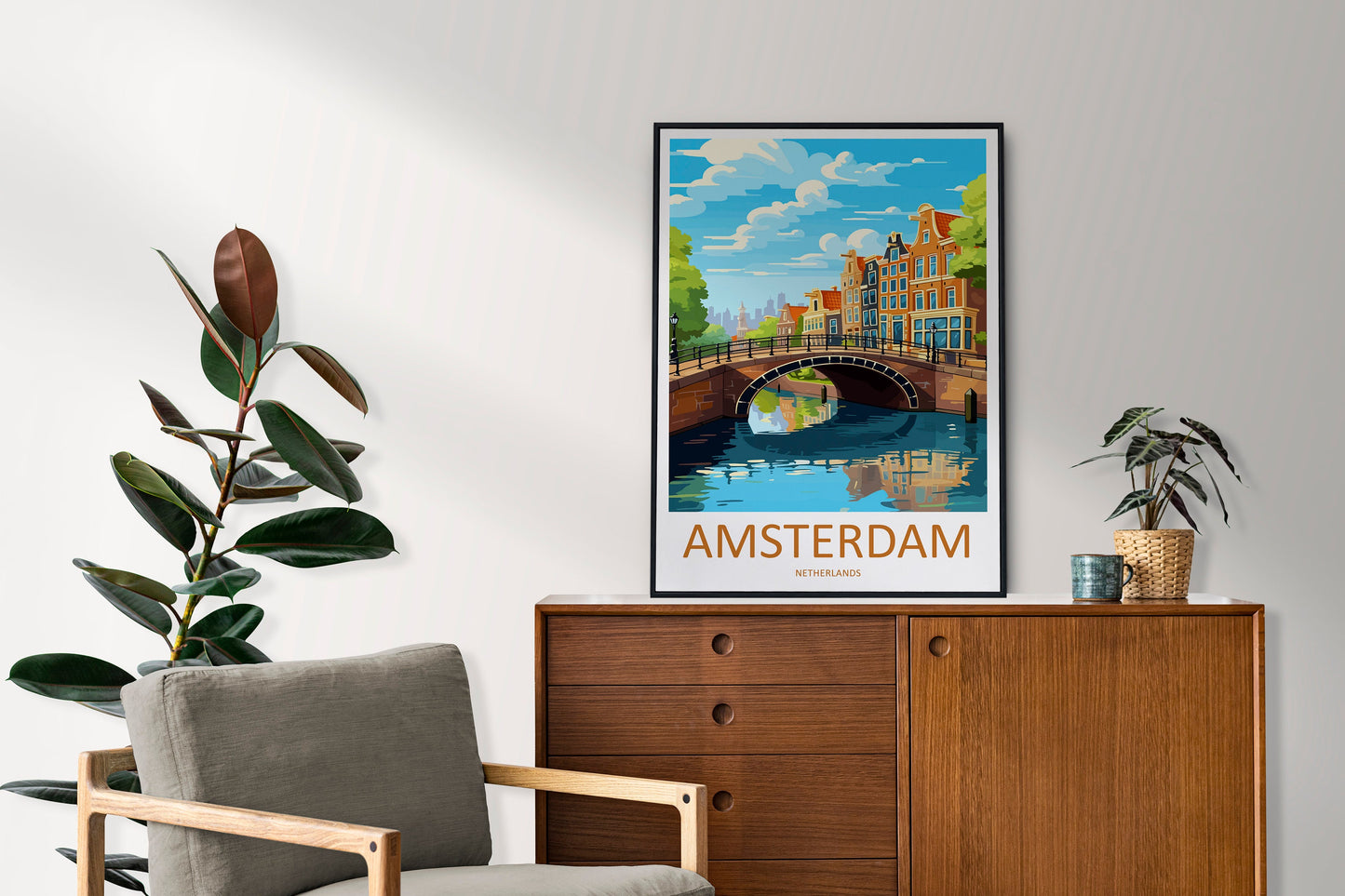 Amsterdam Travel Print Wall Art Amsterdam Wall Hanging Home Décor Amsterdam Gift Art Lovers Netherlands Art Lover Gift Amsterdam Decor
