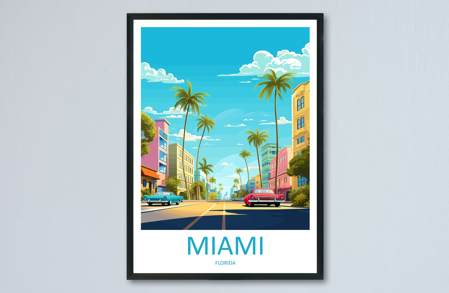 Miami Travel Print Wall Art Miami Wall Hanging Home Décor Miami Gift Art Lovers Florida Art Lover Gift Florida Print