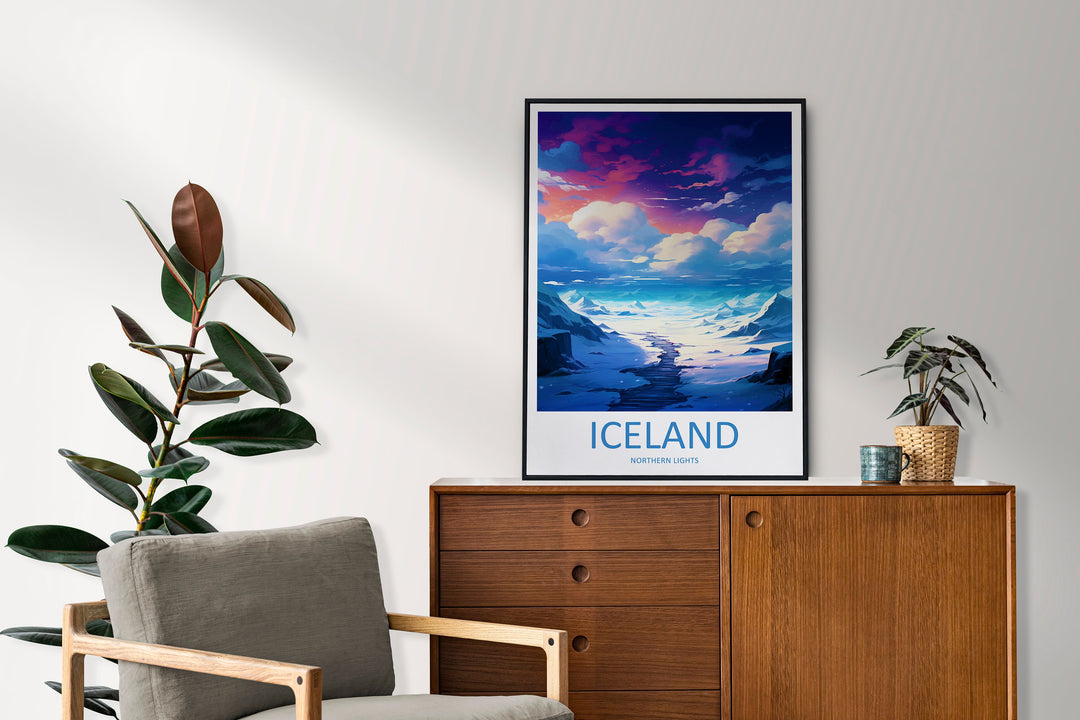 Northern Lights Travel Print Wall Art Aurora Borealis Wall Hanging Home Décor Aurora Borealis Gift Art Lovers Iceland Art Lover Gift Decor