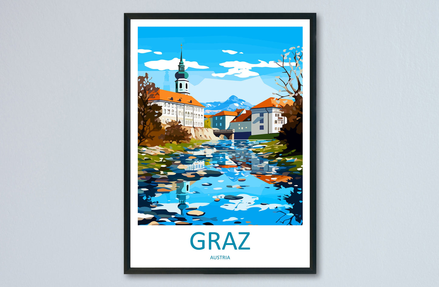 Graz Travel Print Wall Art Graz Wall Hanging Home Décor Graz Gift Art Lovers Austria Art Lover Gift Graz Travel Poster Graz Wall Poster
