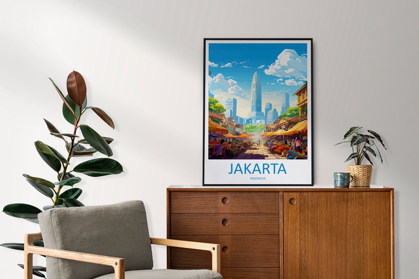 Jakarta Travel Print Wall Art Jakarta Wall Hanging Home Décor Jakarta Gift Art Lovers Indonesia Art Lover Gift Travel Art Poster