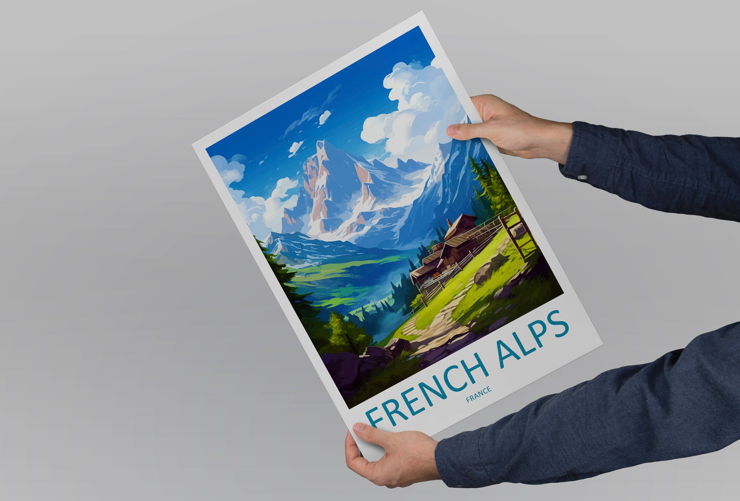 French Alps Travel Print Wall Art French Alps Wall Hanging Home Décor French Alps Gift Art Lovers France Art French Alps Art