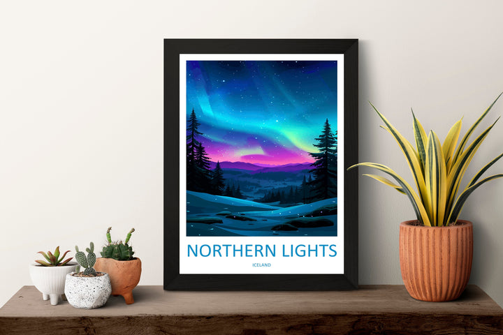 Northern Lights Travel Print Wall Art Aurora Borealis Wall Hanging Home Décor Aurora Borealis Gift Art Lovers Iceland Art Lover Gift Decor