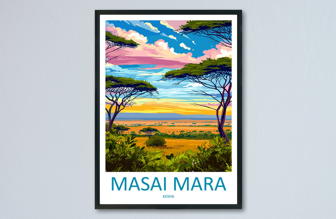 Masai Mara Travel Print Wall Art Masai Mara Wall Hanging Home Décor Masai Mara Gift Art Lovers Kenya Art Lover Gift Kenya Travel Print