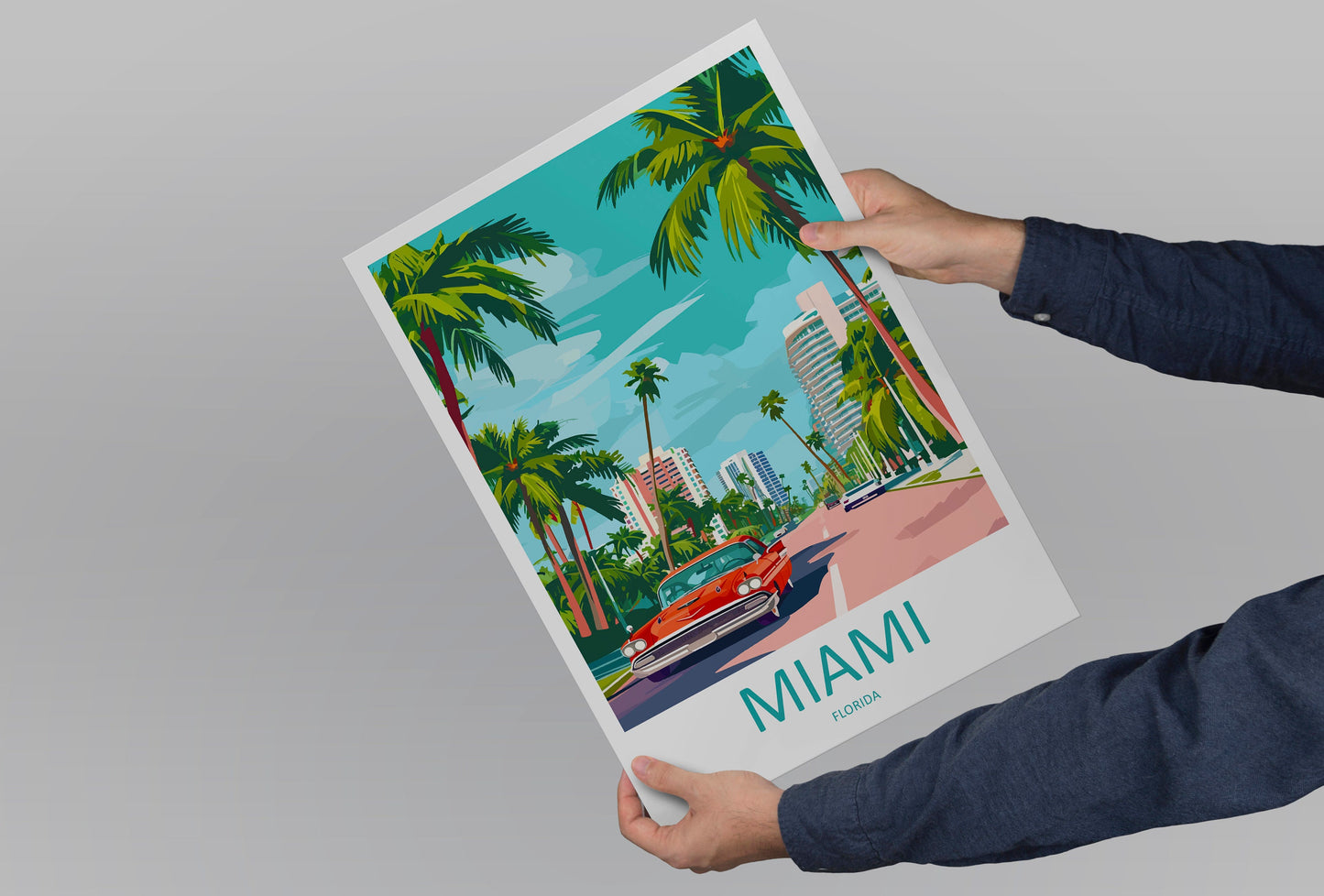 Miami Travel Print Wall Art Miami Wall Hanging Home Décor Miami Gift Art Lovers Florida Art Lover Gift Florida Print