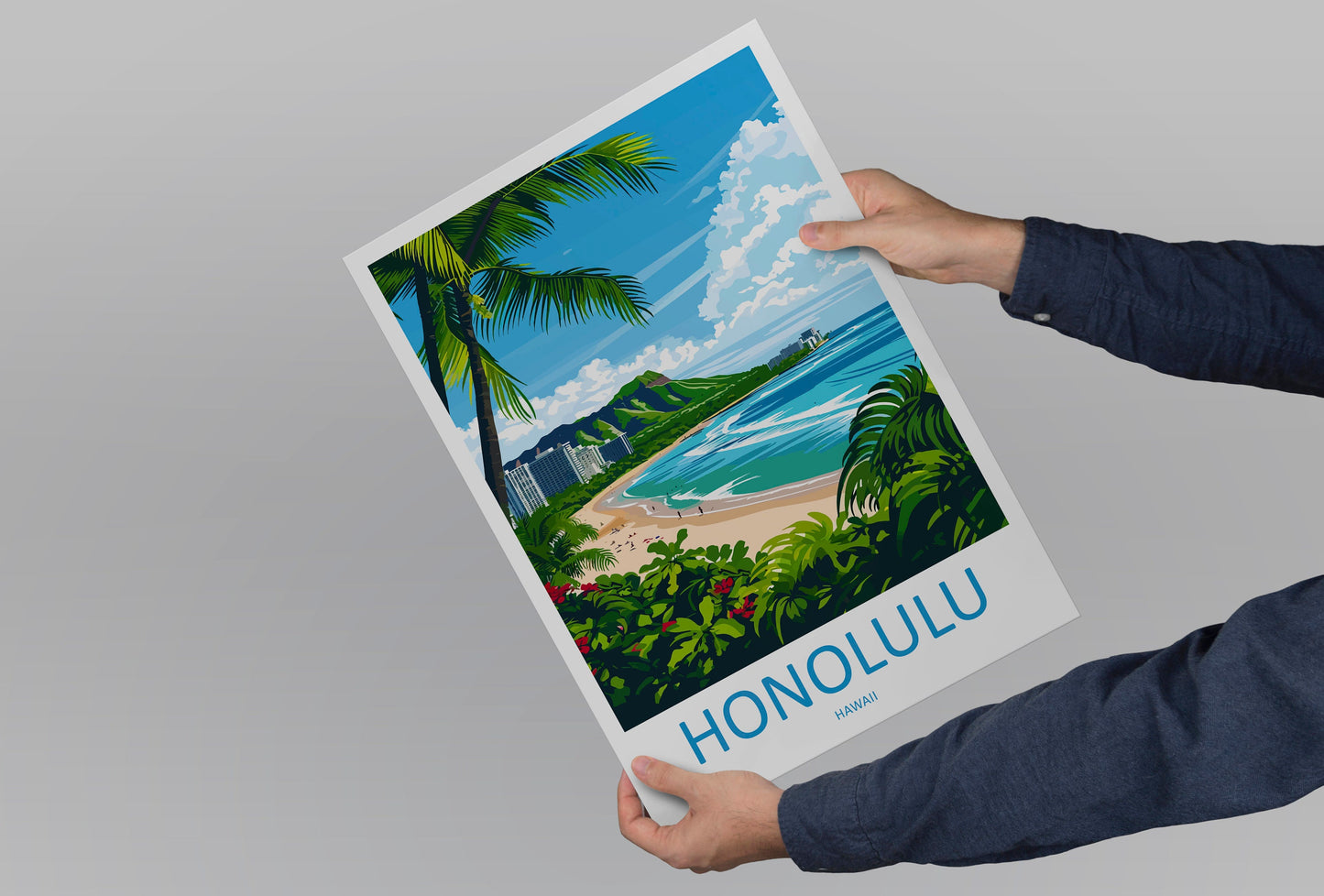 Honolulu Travel Print Wall Art Honolulu Wall Hanging Home Décor Honolulu Gift Art Lovers Hawaii Art Lover Gift Print Artwork