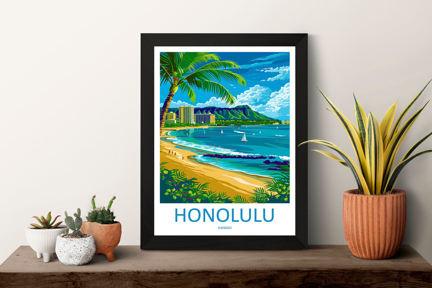 Honolulu Travel Print Wall Art Honolulu Wall Hanging Home Décor Honolulu Gift Art Lovers Hawaii Art Lover Gift Print Artwork