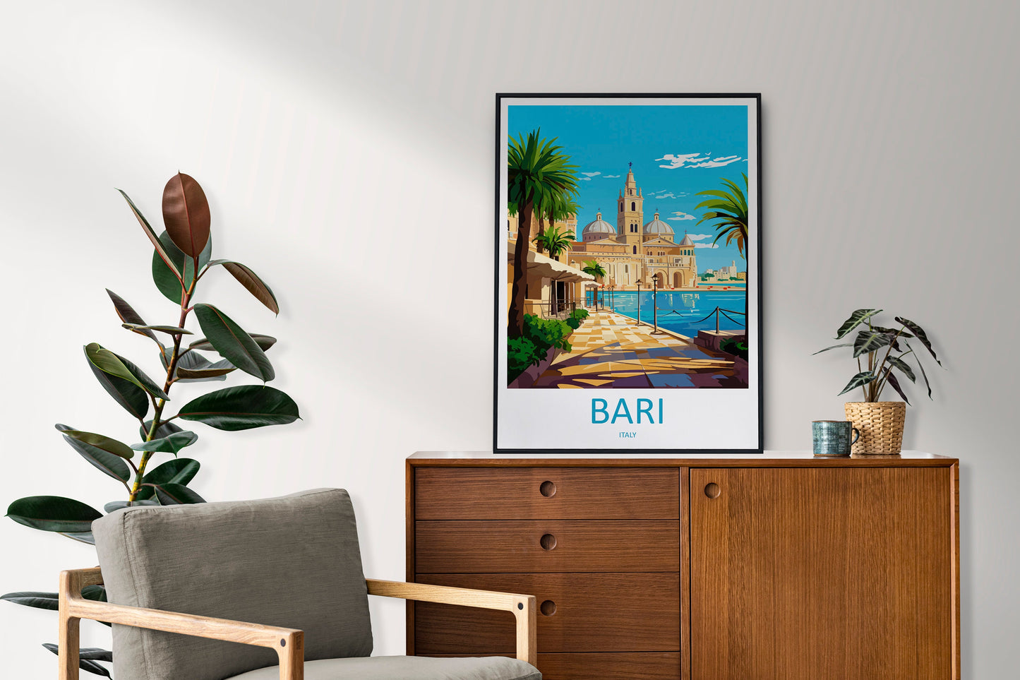 Bari Travel Print Wall Art Bari Italy Wall Hanging Home Decoration Bari Gift Art Lovers Wall Art Print Bari Italy
