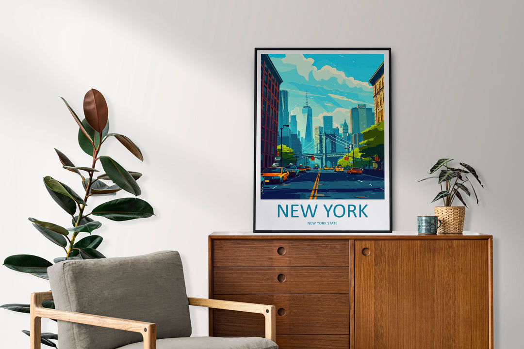 New York Travel Print Wall Art New York Wall Hanging Home Décor New York Gift Art Lovers New York State Art Gift Lover Print