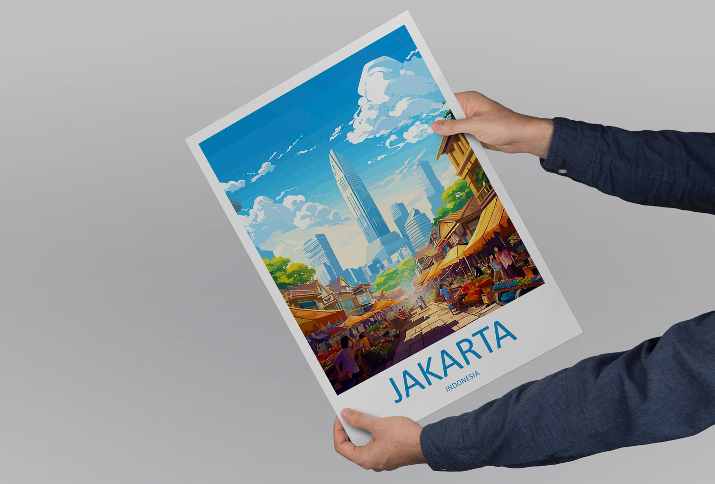 Jakarta Travel Print Wall Art Jakarta Wall Hanging Home Décor Jakarta Gift Art Lovers Indonesia Art Lover Gift Travel Art Poster