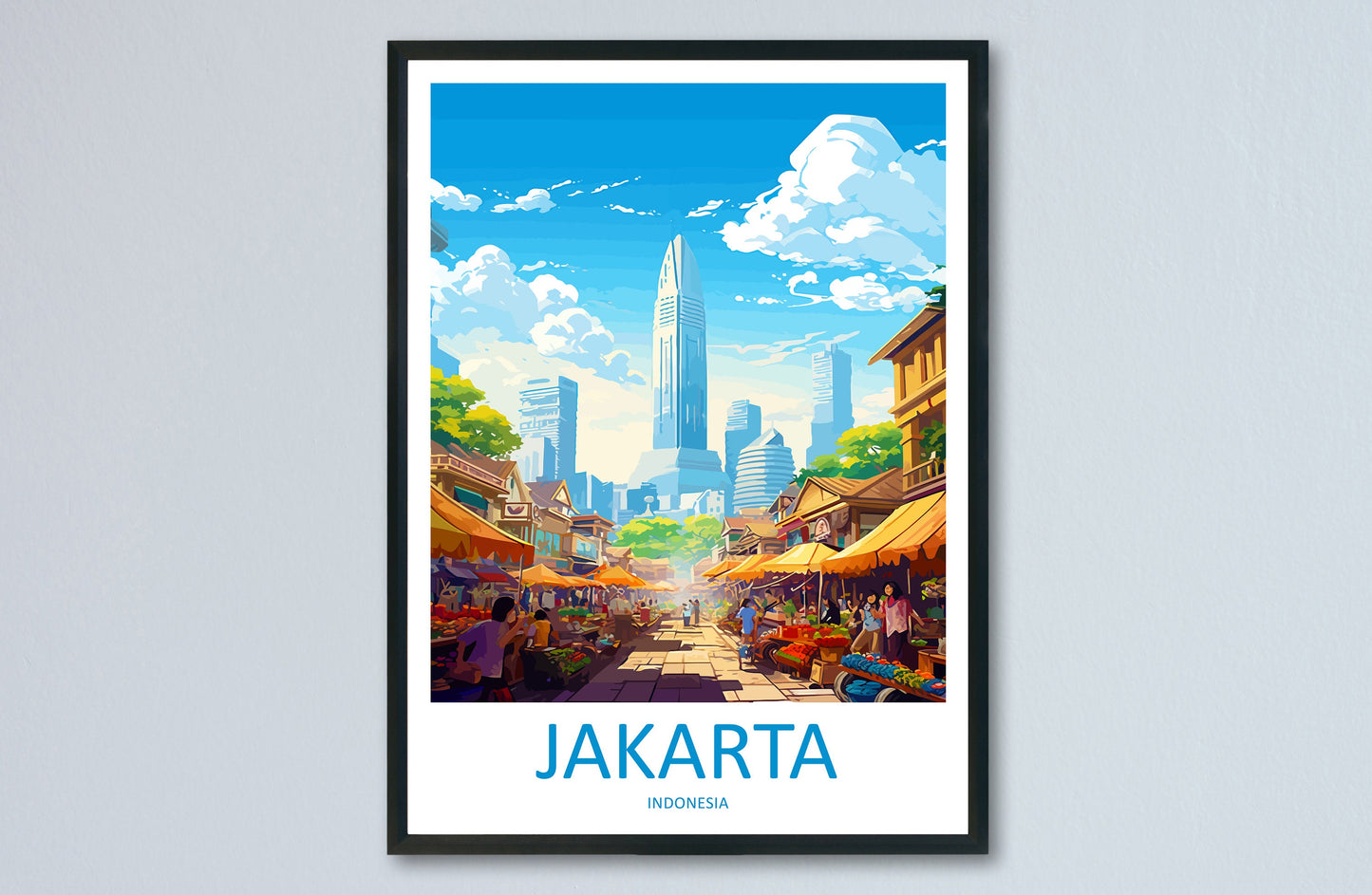 Jakarta Travel Print Wall Art Jakarta Wall Hanging Home Décor Jakarta Gift Art Lovers Indonesia Art Lover Gift Travel Art Poster