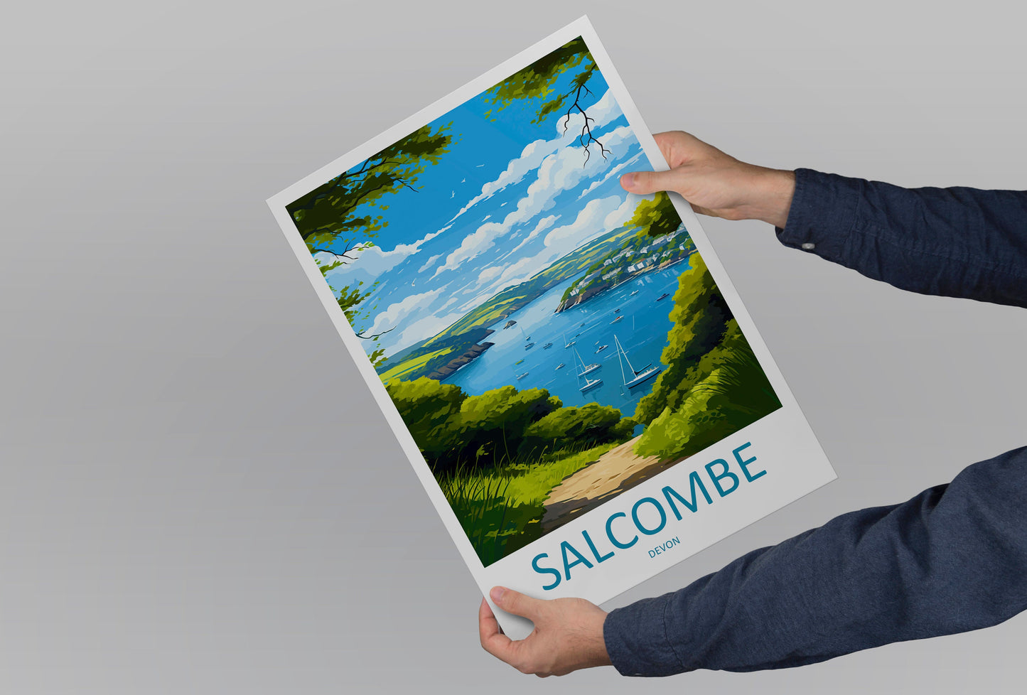Salcombe Travel Print Wall Art Salcombe Wall Hanging Home Décor Salcombe Gift Art Lovers England Art Lover Gift Salcombe Art Poster