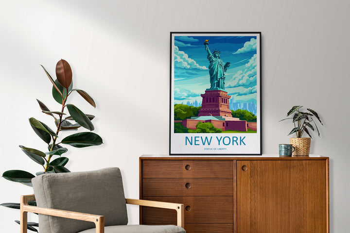 New York Travel Print Wall Art New York Wall Hanging Home Décor New York Gift Art Lovers New York State Art Gift Lover Statue Of Liberty