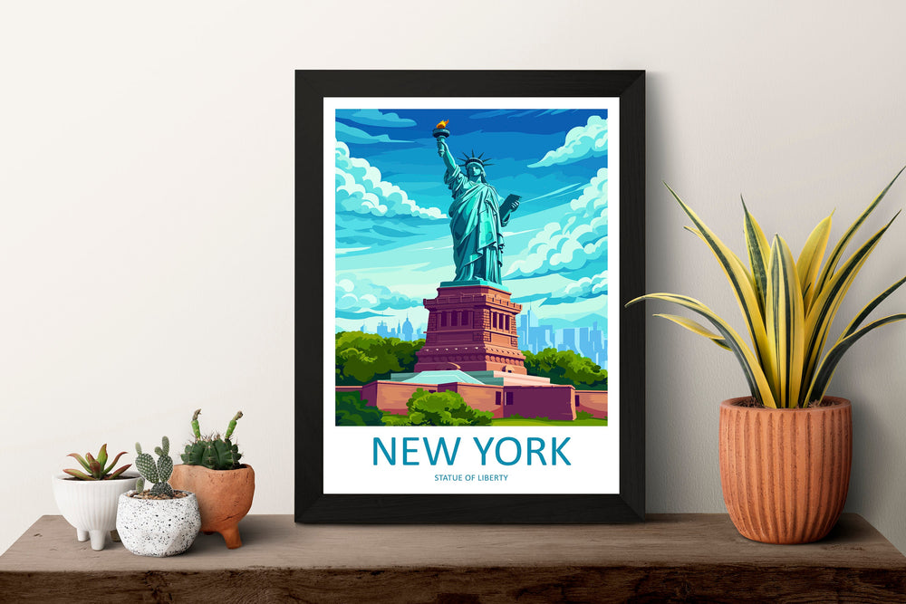 New York Travel Print Wall Art New York Wall Hanging Home Décor New York Gift Art Lovers New York State Art Gift Lover Statue Of Liberty