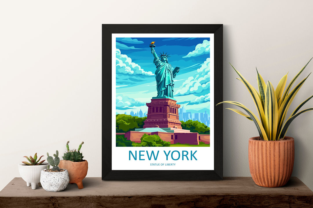 New York Travel Print Wall Art New York Wall Hanging Home Décor New York Gift Art Lovers New York State Art Gift Lover Statue Of Liberty