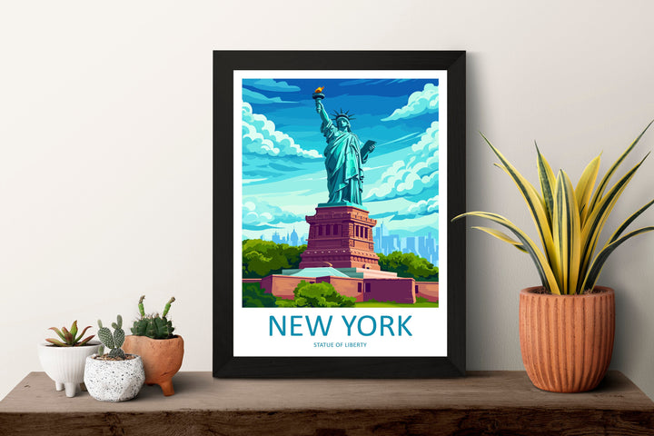 New York Travel Print Wall Art New York Wall Hanging Home Décor New York Gift Art Lovers New York State Art Gift Lover Statue Of Liberty
