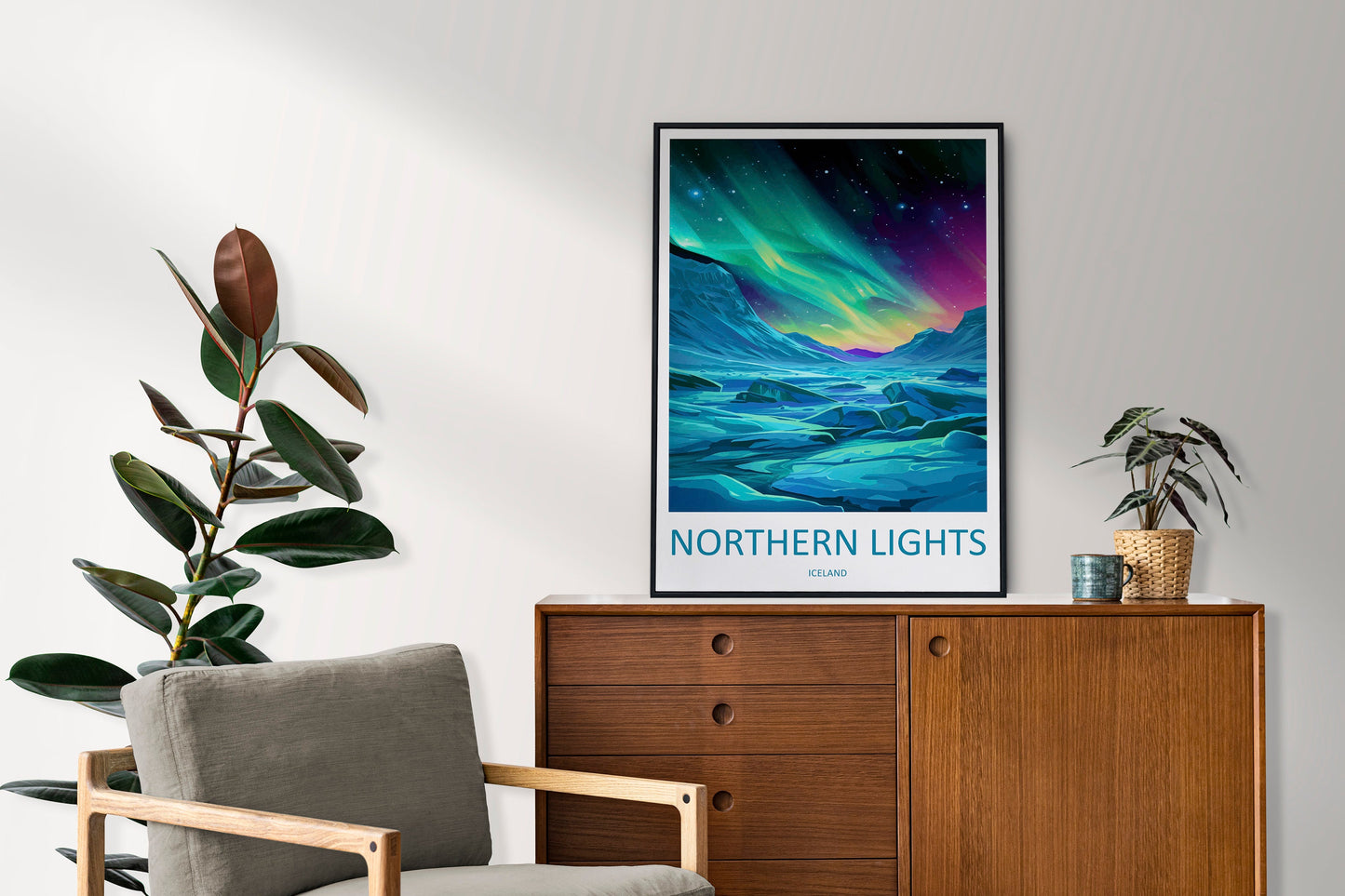 Northern Lights Travel Print Wall Art Aurora Borealis Wall Hanging Home Décor Aurora Borealis Gift Art Lovers Iceland Art Lover Gift Decor