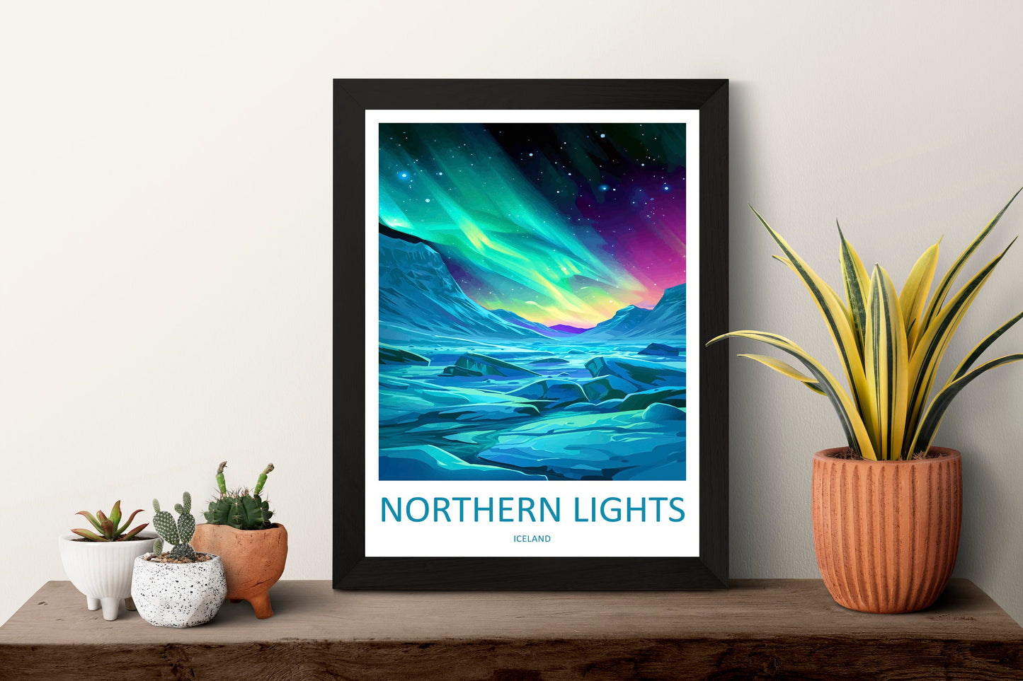 Northern Lights Travel Print Wall Art Aurora Borealis Wall Hanging Home Décor Aurora Borealis Gift Art Lovers Iceland Art Lover Gift Decor
