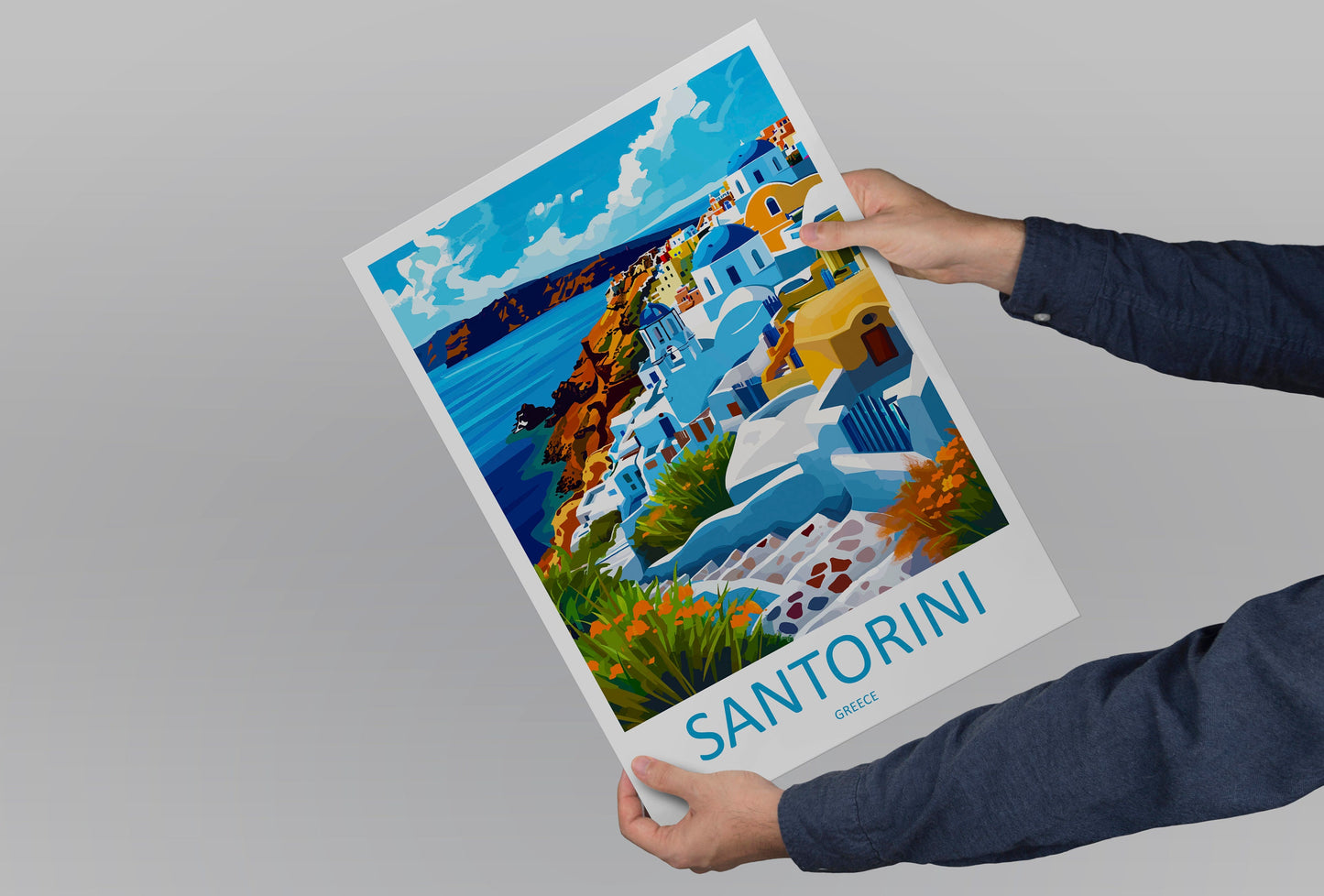 Santorini Travel Print Wall Art Santorini Greece Wall Hanging Home Decoration Santorini Gift Art Lovers Wall Art Print Santorini Greek Print
