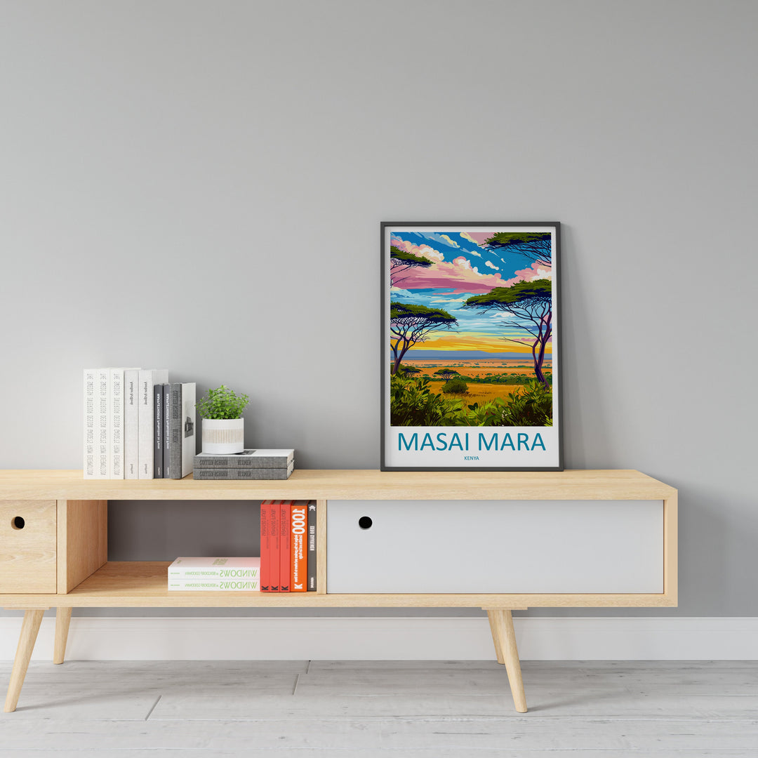 Masai Mara Travel Print Wall Art Masai Mara Wall Hanging Home Décor Masai Mara Gift Art Lovers Kenya Art Lover Gift Kenya Travel Print