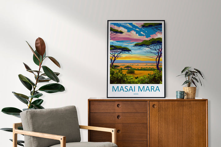 Masai Mara Travel Print Wall Art Masai Mara Wall Hanging Home Décor Masai Mara Gift Art Lovers Kenya Art Lover Gift Kenya Travel Print