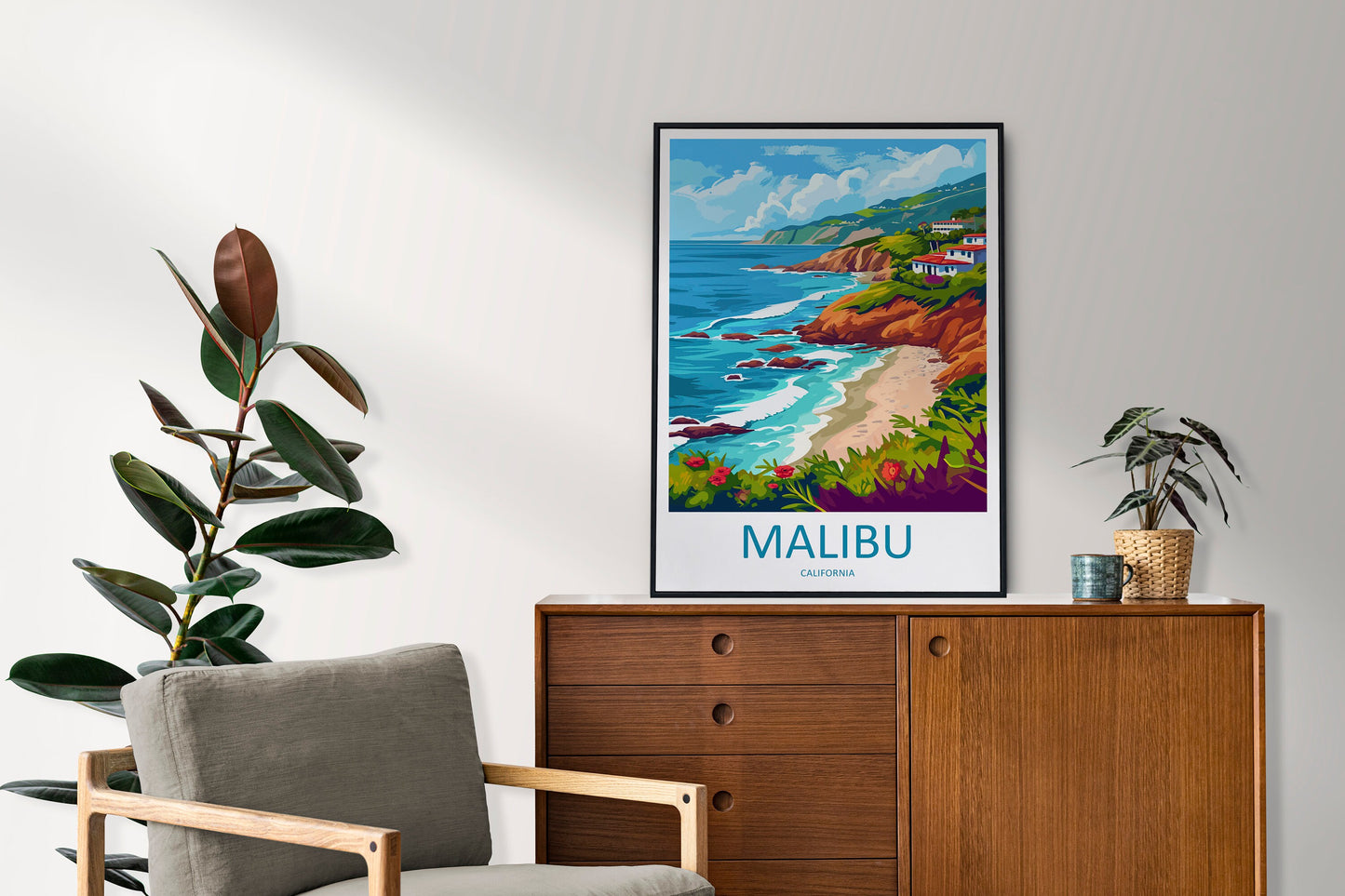 Malibu Travel Print Wall Art Malibu Wall Hanging Home Décor Malibu Gift Art Lovers California Art Lover Gift Malibu Decor