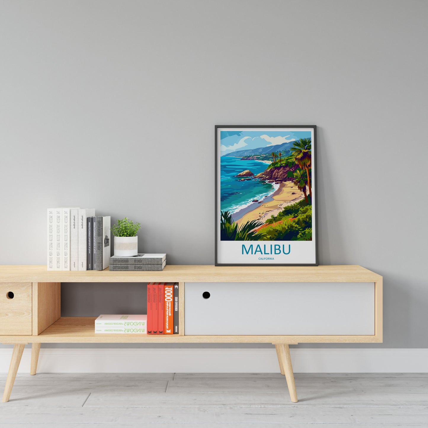 Malibu Travel Print Wall Art Malibu Wall Hanging Home Décor Malibu Gift Art Lovers California Art Lover Gift Malibu Decor