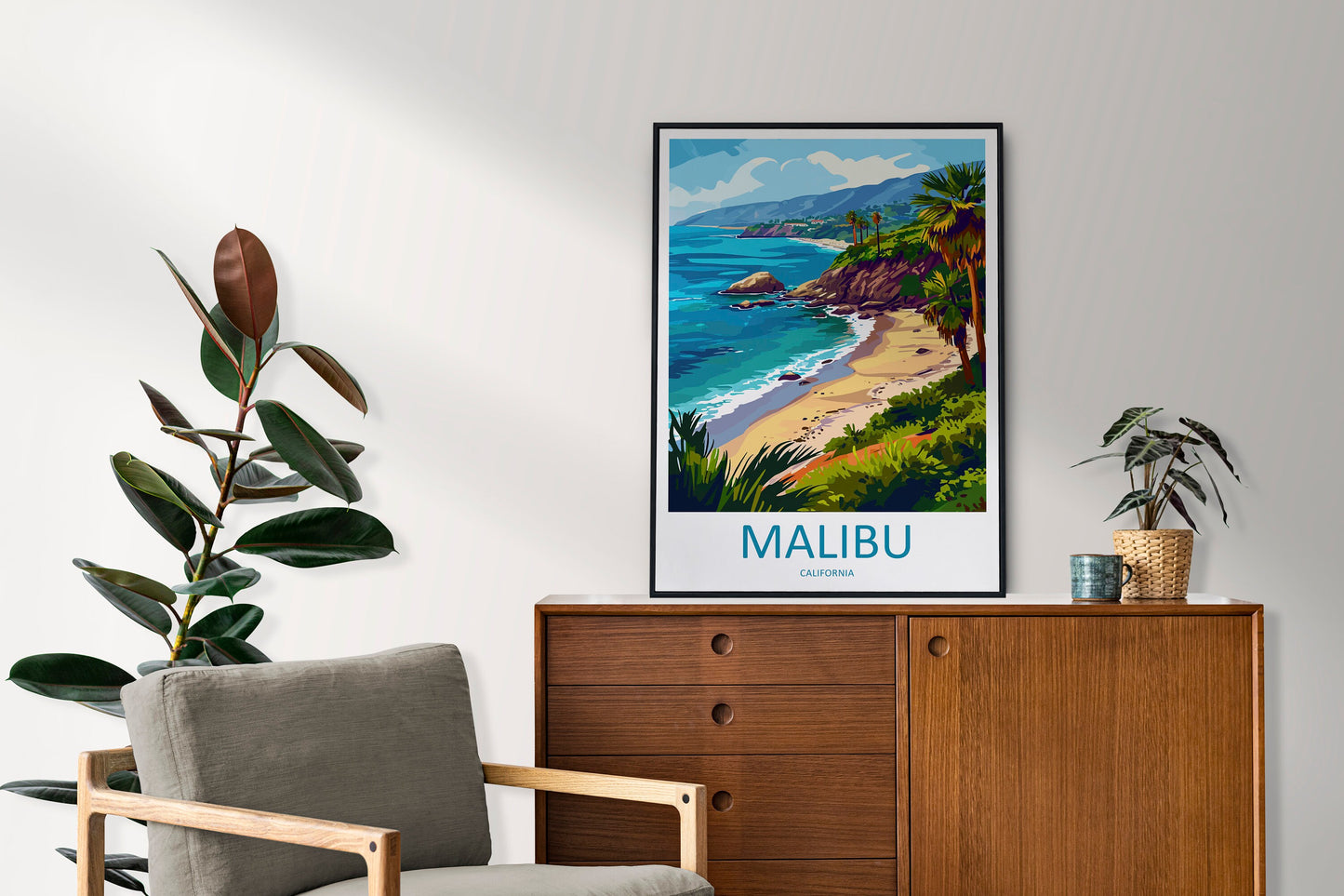 Malibu Travel Print Wall Art Malibu Wall Hanging Home Décor Malibu Gift Art Lovers California Art Lover Gift Malibu Decor