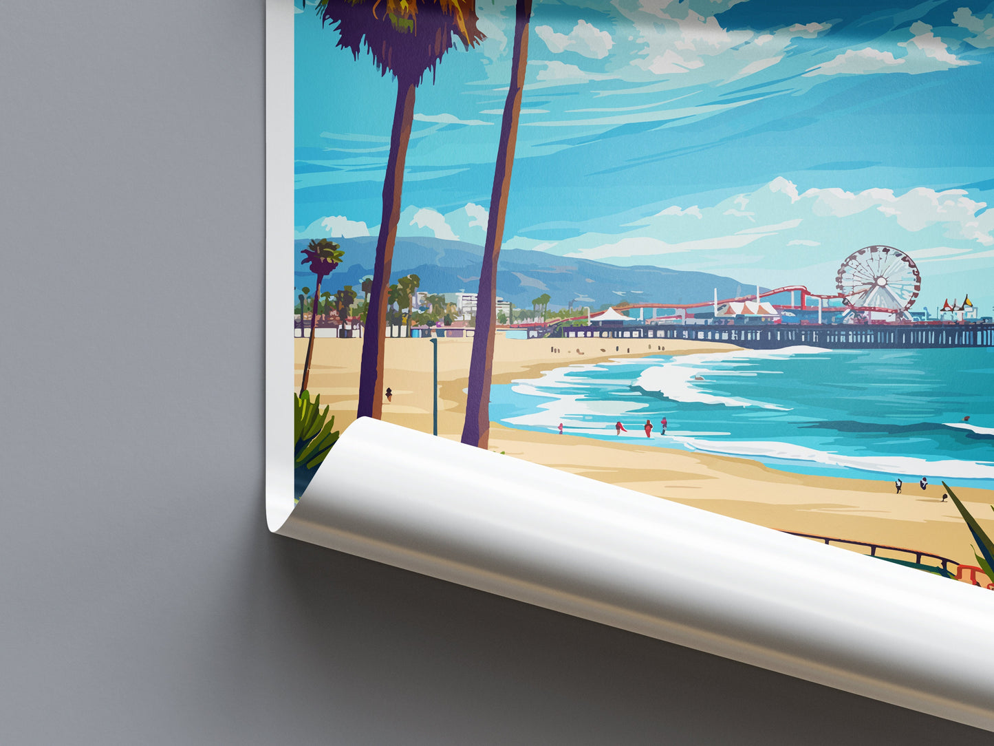 Santa Monica Travel Print Wall Art Santa Monica Wall Hanging Home Décor Santa Monica Gift Art Lovers California Art Lover Gift Santa Monica