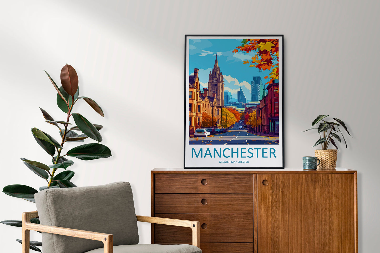 Manchester Travel Print Wall Art Manchester Wall Hanging Home Décor Manchester Gift Art Lovers England Art Lover Gift Manchester Travel Art