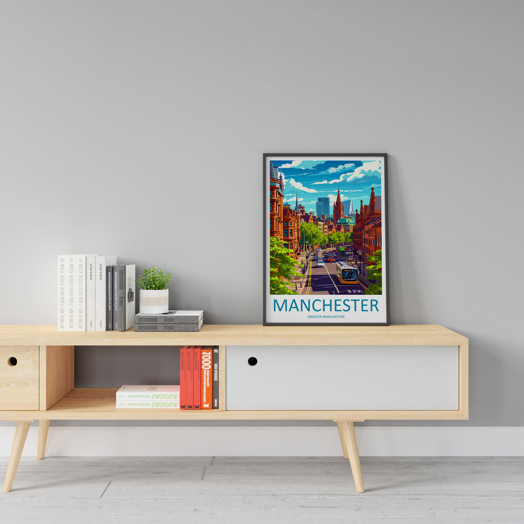 Manchester Travel Print Wall Art Manchester Wall Hanging Home Décor Manchester Gift Art Lovers England Art Lover Gift Manchester Travel Art