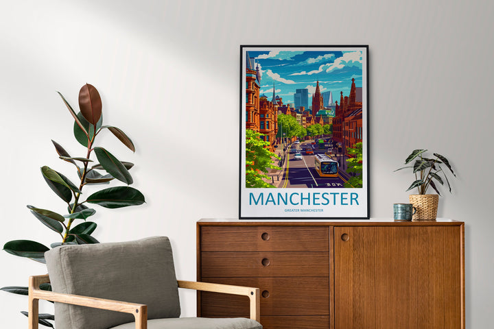 Manchester Travel Print Wall Art Manchester Wall Hanging Home Décor Manchester Gift Art Lovers England Art Lover Gift Manchester Travel Art