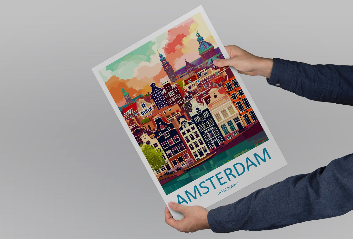 Amsterdam Travel Print Wall Art Amsterdam Wall Hanging Home Décor Amsterdam Gift Art Lovers Netherlands Art Lover Gift Amsterdam Decor